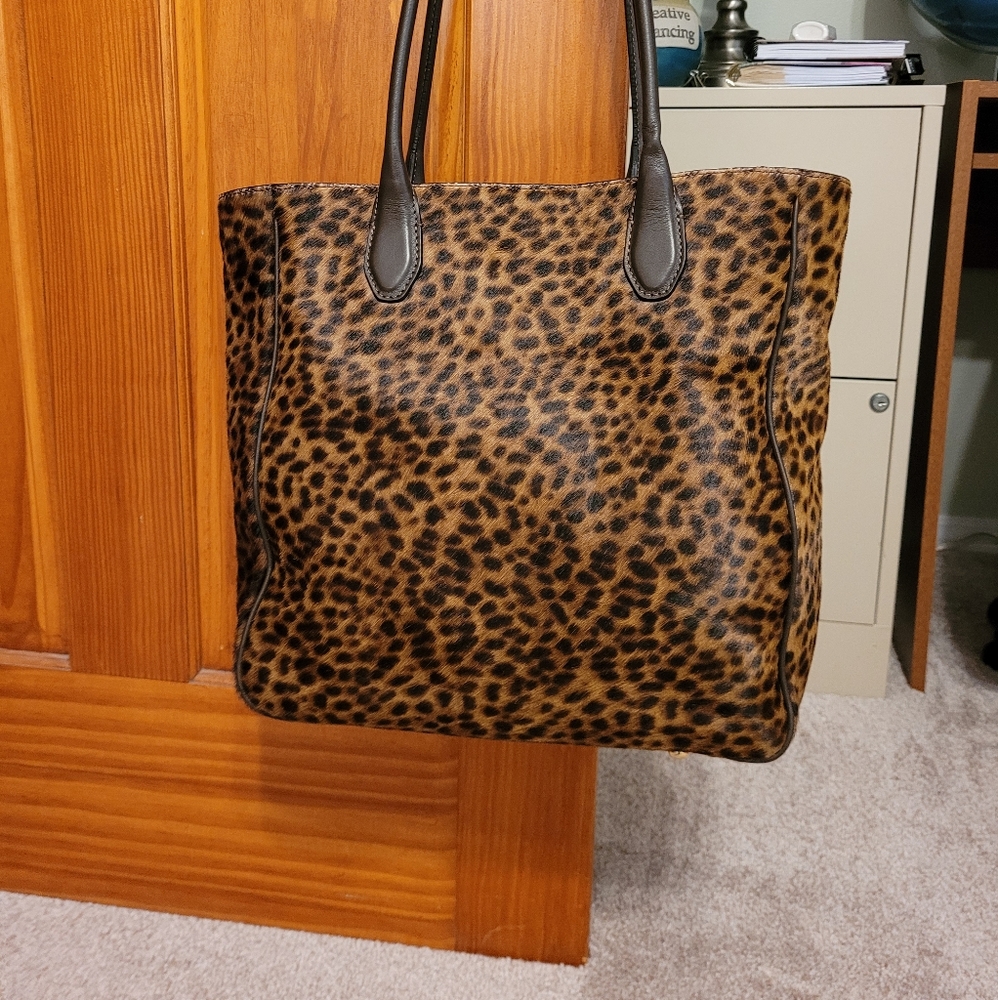 Iacucci Leopard Animal Print Leather Tote